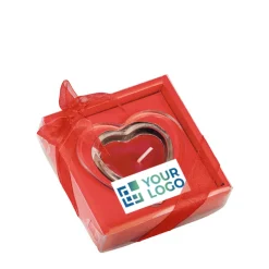 Gift Campaign Candela con base di vetro a forma di cuore in scatola regalo Valentine> Candele