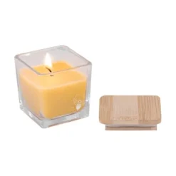 Gift Campaign Candela di cera d'api e vegetale con disegno di un'ape sul barattolo> Candele