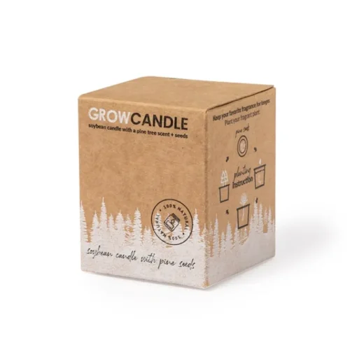 Gift Campaign Candela ecologica al profumo di pino in barattolino di vetro con semi> Candele