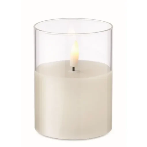 Gift Campaign Candela elettrica con luce LED in bicchierino di vetro personalizzato> Candele