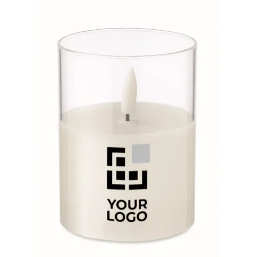 Gift Campaign Candela elettrica con luce LED in bicchierino di vetro personalizzato> Candele