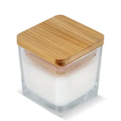 Gift Campaign Candela in cera vegetale in barattolo di vetro con coperchio in bambù> Candele