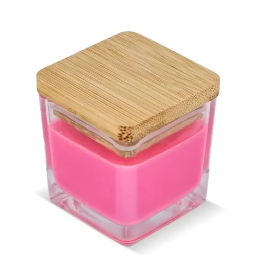 Gift Campaign Candela in cera vegetale in barattolo di vetro con coperchio in bambù> Candele
