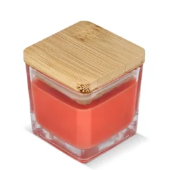 Gift Campaign Candela in cera vegetale in barattolo di vetro con coperchio in bambù></noscript> Candele
