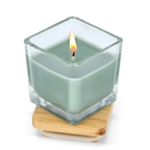 Gift Campaign Candela in cera vegetale in barattolo di vetro con coperchio in bambù> Candele