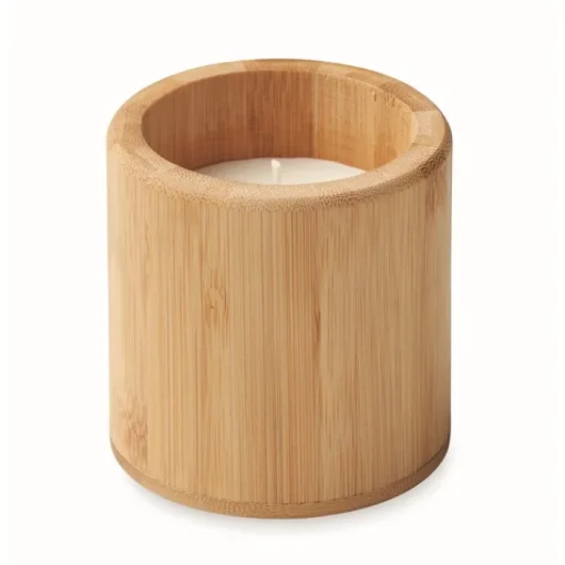 Gift Campaign Candela in cera vegetale alla vaniglia in vasetto di bambù Nature> Candele