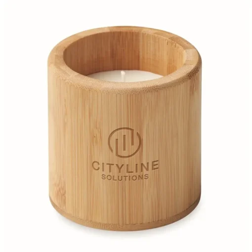 Gift Campaign Candela in cera vegetale alla vaniglia in vasetto di bambù Nature> Candele