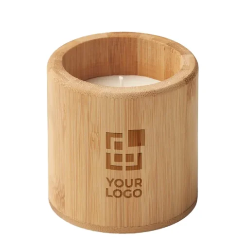 Gift Campaign Candela in cera vegetale alla vaniglia in vasetto di bambù Nature> Candele