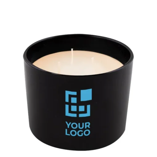 Gift Campaign Candela in paraffina e cera vegetale con 3 stoppini in vasetto di vetro> Candele