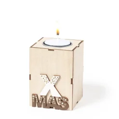 Gift Campaign Candela natalizia alla vaniglia in scatola di legno Merry Christmas> Gadget Natalizi