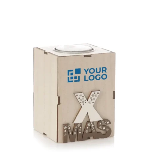 Gift Campaign Candela natalizia alla vaniglia in scatola di legno Merry Christmas> Gadget Natalizi