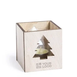 Gift Campaign Candela personalizzata alla vaniglia dentro un box di legno Xmas Tree><noscript><img width=