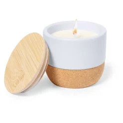 Gift Campaign Candela profumata al lino in barattolino con base in sughero> Candele