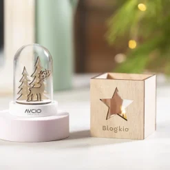 Gift Campaign Candela profumata con logo in box di legno con stella Xmas Star></noscript> Candele|Gadget Natalizi