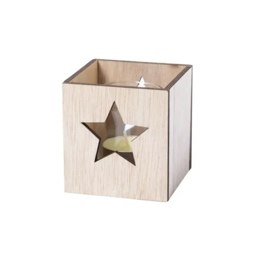 Gift Campaign Candela profumata con logo in box di legno con stella Xmas Star> Candele|Gadget Natalizi
