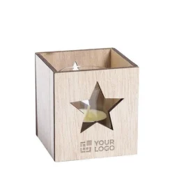 Gift Campaign Candela profumata con logo in box di legno con stella Xmas Star></noscript> Candele|Gadget Natalizi