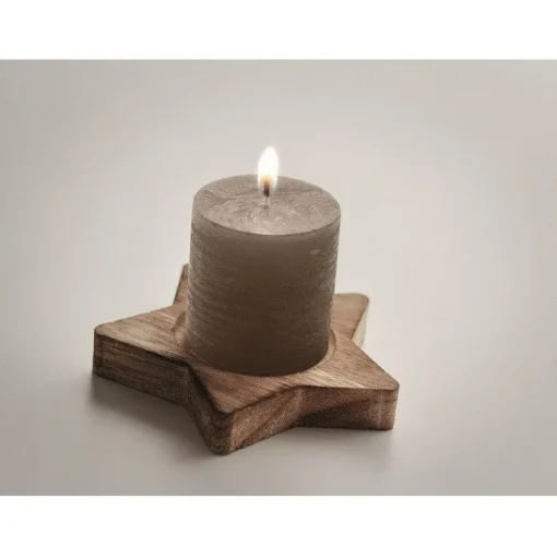 Gift Campaign Candela profumata personalizzata con base in legno a forma di Stella> Gadget Natalizi