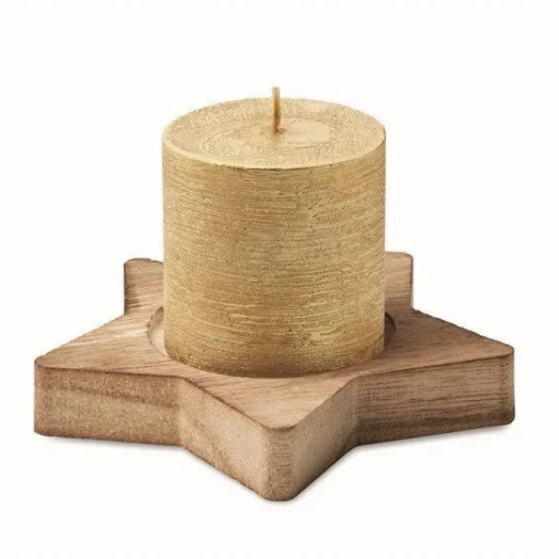 Gift Campaign Candela profumata personalizzata con base in legno a forma di Stella> Gadget Natalizi