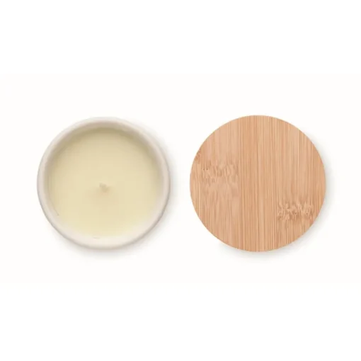 Gift Campaign Candela promozionale cera vegetale da 200 gr con aroma di lino fresco> Candele