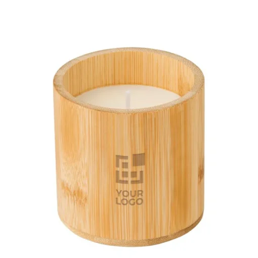 Gift Campaign Candela promozionale in vasetto di bambù con cera di carnauba> Candele