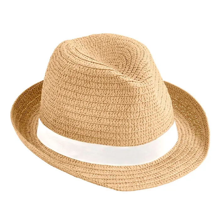 Gift Campaign Cappelli di paglia color cammello con nastro promozionale Dominica> Cappelli Di Paglia Personalizzati