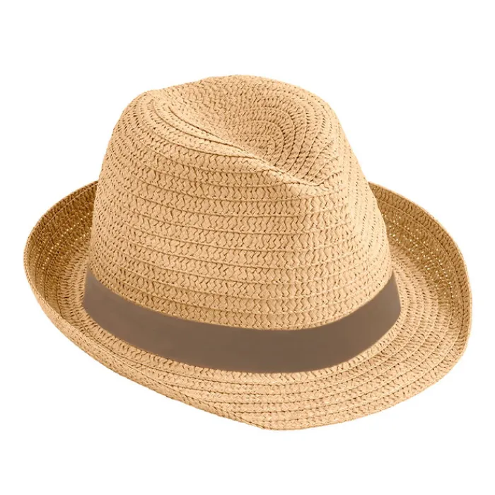 Gift Campaign Cappelli di paglia color cammello con nastro promozionale Dominica> Cappelli Di Paglia Personalizzati