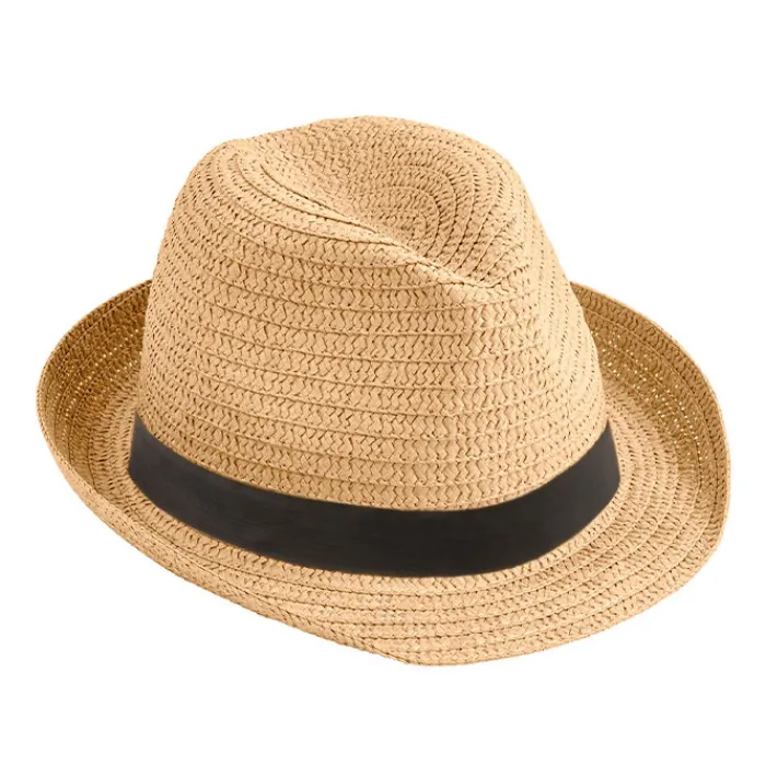 Gift Campaign Cappelli di paglia color cammello con nastro promozionale Dominica> Cappelli Di Paglia Personalizzati