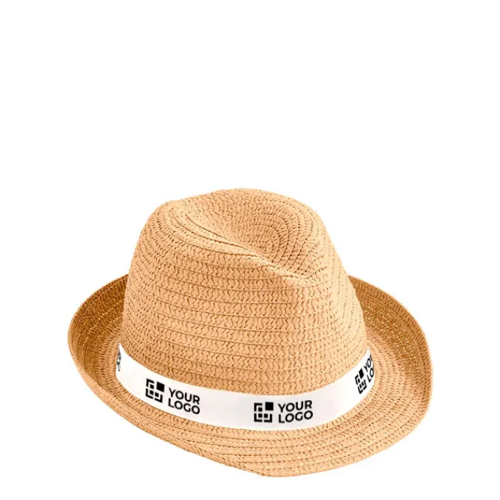 Gift Campaign Cappelli di paglia color cammello con nastro promozionale Dominica> Cappelli Di Paglia Personalizzati