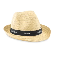 Gift Campaign Cappelli di paglia con logo con nastro in colori vivaci Original> Cappelli Di Paglia Personalizzati