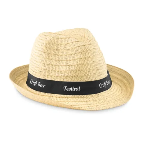 Gift Campaign Cappelli di paglia con logo con nastro in colori vivaci Original> Cappelli Di Paglia Personalizzati