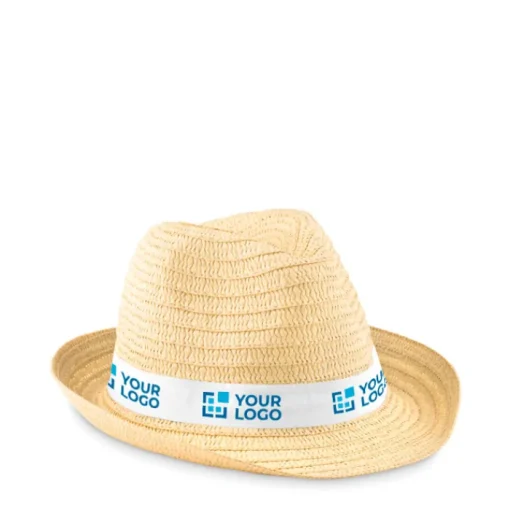 Gift Campaign Cappelli di paglia con logo con nastro in colori vivaci Original> Cappelli Di Paglia Personalizzati