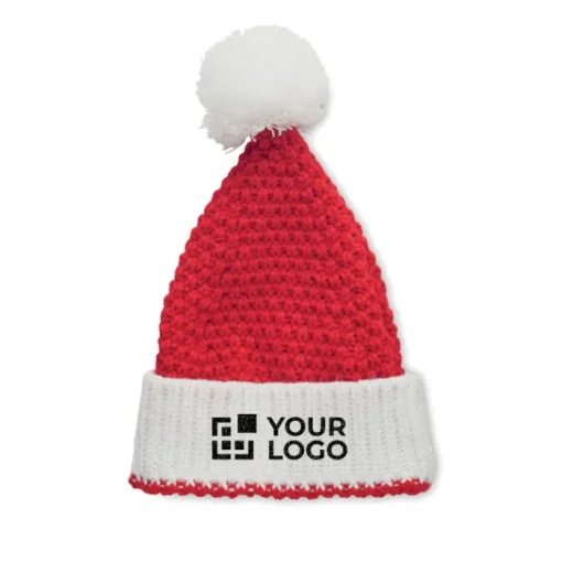 Gift Campaign Cappello da Babbo Natale con pompon in morbido acrilico personalizzato> Gadget Natalizi