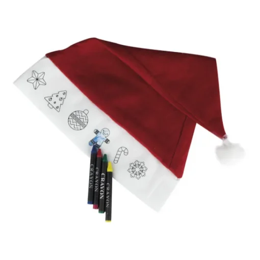 Gift Campaign Cappello di Babbo Natale con disegni da colorare con 4 colori a cera> Gadget Natalizi