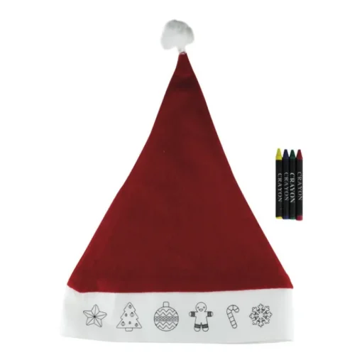 Gift Campaign Cappello di Babbo Natale con disegni da colorare con 4 colori a cera> Gadget Natalizi