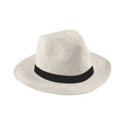 Gift Campaign Cappello di carta classico a tesa larga con nastro personalizzabile> Cappelli Di Paglia Personalizzati