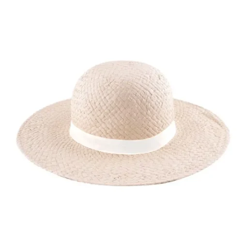 Gift Campaign Cappello di carta da donna a tesa larga con nastro personalizzabile> Cappelli Di Paglia Personalizzati