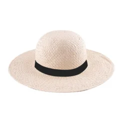 Gift Campaign Cappello di carta da donna a tesa larga con nastro personalizzabile> Cappelli Di Paglia Personalizzati