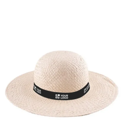 Gift Campaign Cappello di carta da donna a tesa larga con nastro personalizzabile> Cappelli Di Paglia Personalizzati