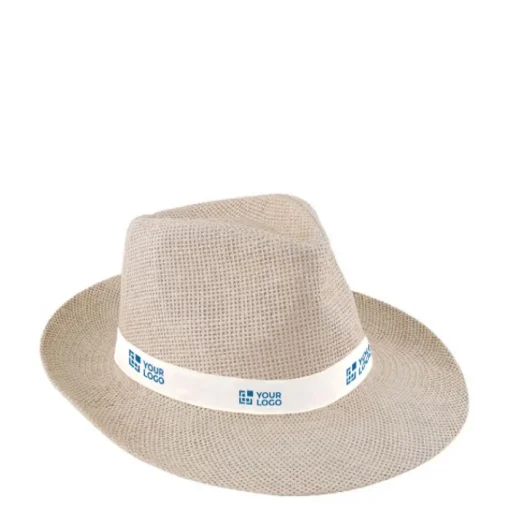 Gift Campaign Cappello di carta naturale con nastro personalizzabile Ø 34 cm> Cappelli Di Paglia Personalizzati