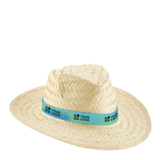 Gift Campaign Cappello di paglia chiaro con nastro personalizzabile Beachtime Sublim> Cappelli Di Paglia Personalizzati