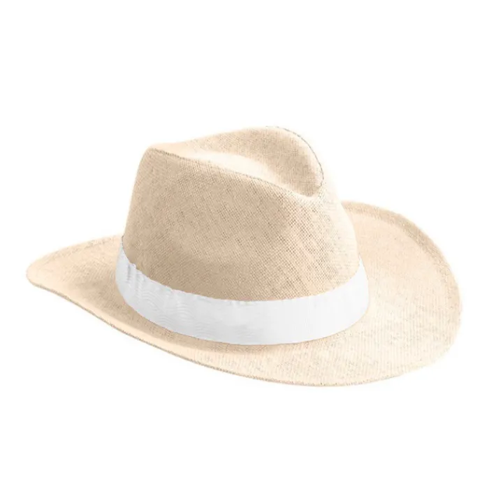 Gift Campaign Cappello in carta color naturale con nastro personalizzabile> Cappelli Di Paglia Personalizzati