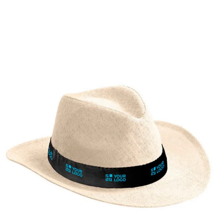 Gift Campaign Cappello in carta color naturale con nastro personalizzabile> Cappelli Di Paglia Personalizzati