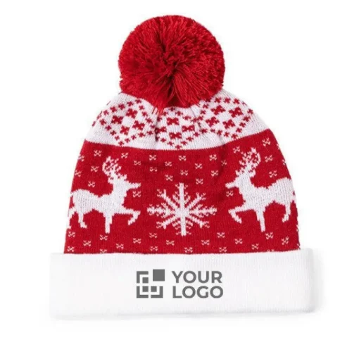 Gift Campaign Cappello invernale natalizio con pompon in poliestere acrilico> Gadget Natalizi