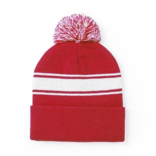 Gift Campaign Cappello invernale tanti colori con fasce bianche e risvolto PomPon> Berretti Invernali