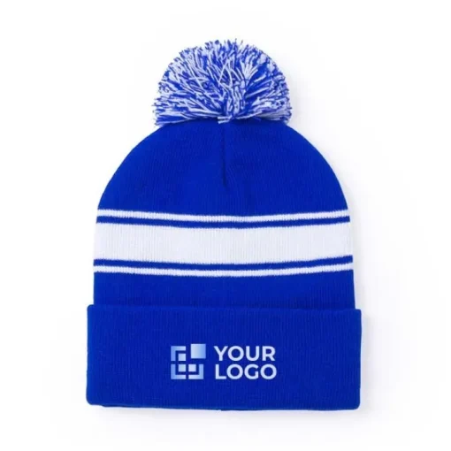 Gift Campaign Cappello invernale tanti colori con fasce bianche e risvolto PomPon> Berretti Invernali