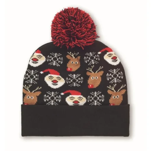 Gift Campaign Cappello natalizio lavorato a maglia in morbido acrilico con pompon> Gadget Natalizi