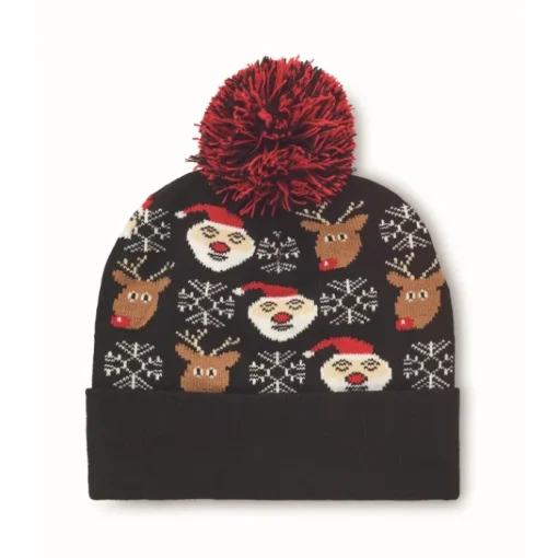 Gift Campaign Cappello natalizio lavorato a maglia in morbido acrilico con pompon> Gadget Natalizi