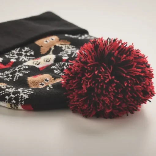 Gift Campaign Cappello natalizio lavorato a maglia in morbido acrilico con pompon> Gadget Natalizi