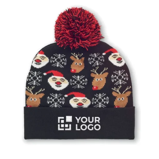Gift Campaign Cappello natalizio lavorato a maglia in morbido acrilico con pompon> Gadget Natalizi