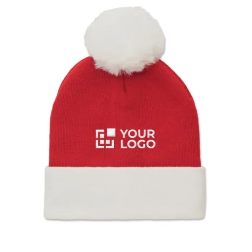 Gift Campaign Cappello natalizio lavorato a maglia in poliestere PET con pompon> Gadget Natalizi
